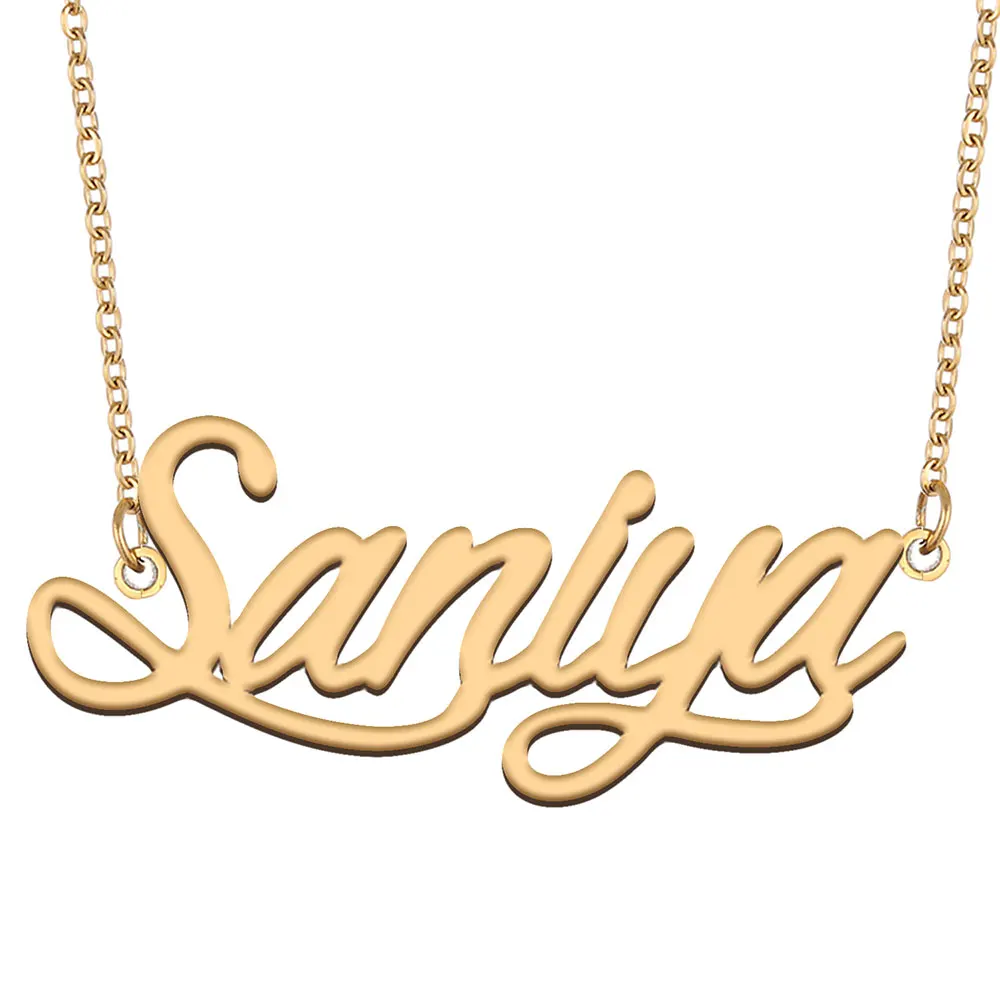 

Saniya Name Necklace for Women Personalized Stainless Steel Jewelry Dainty Nameplate Pendant Femme Mother Girlfriend Gift