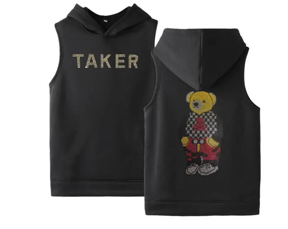 Lovely Hot drill  bear summer vest top  male Top quality summer hoody