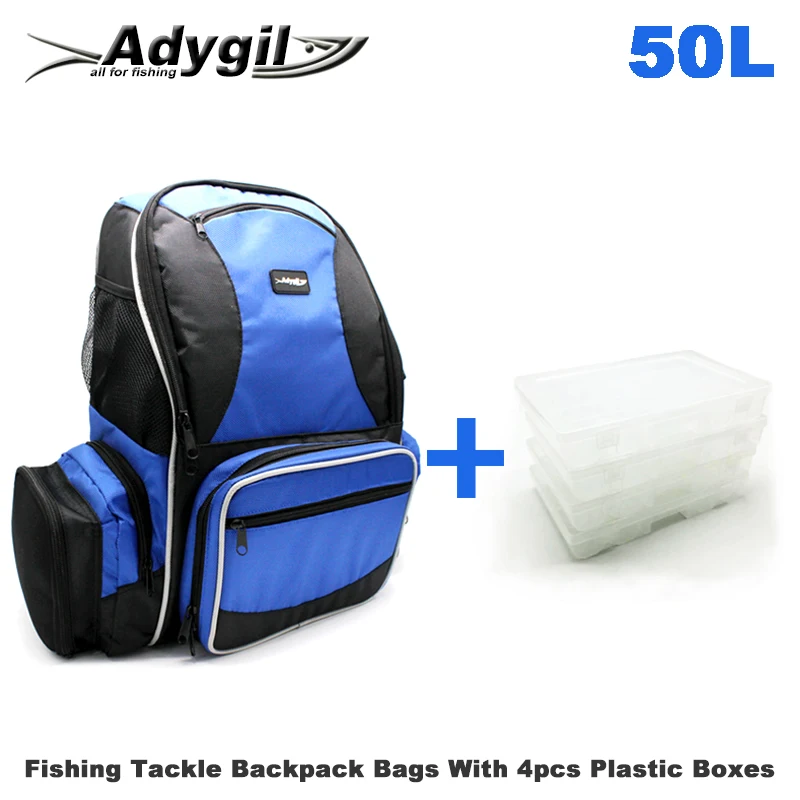 

Adygil Fishing Tackle Back Pack Station W/4 Medium Utility Boxes Fishing Bag