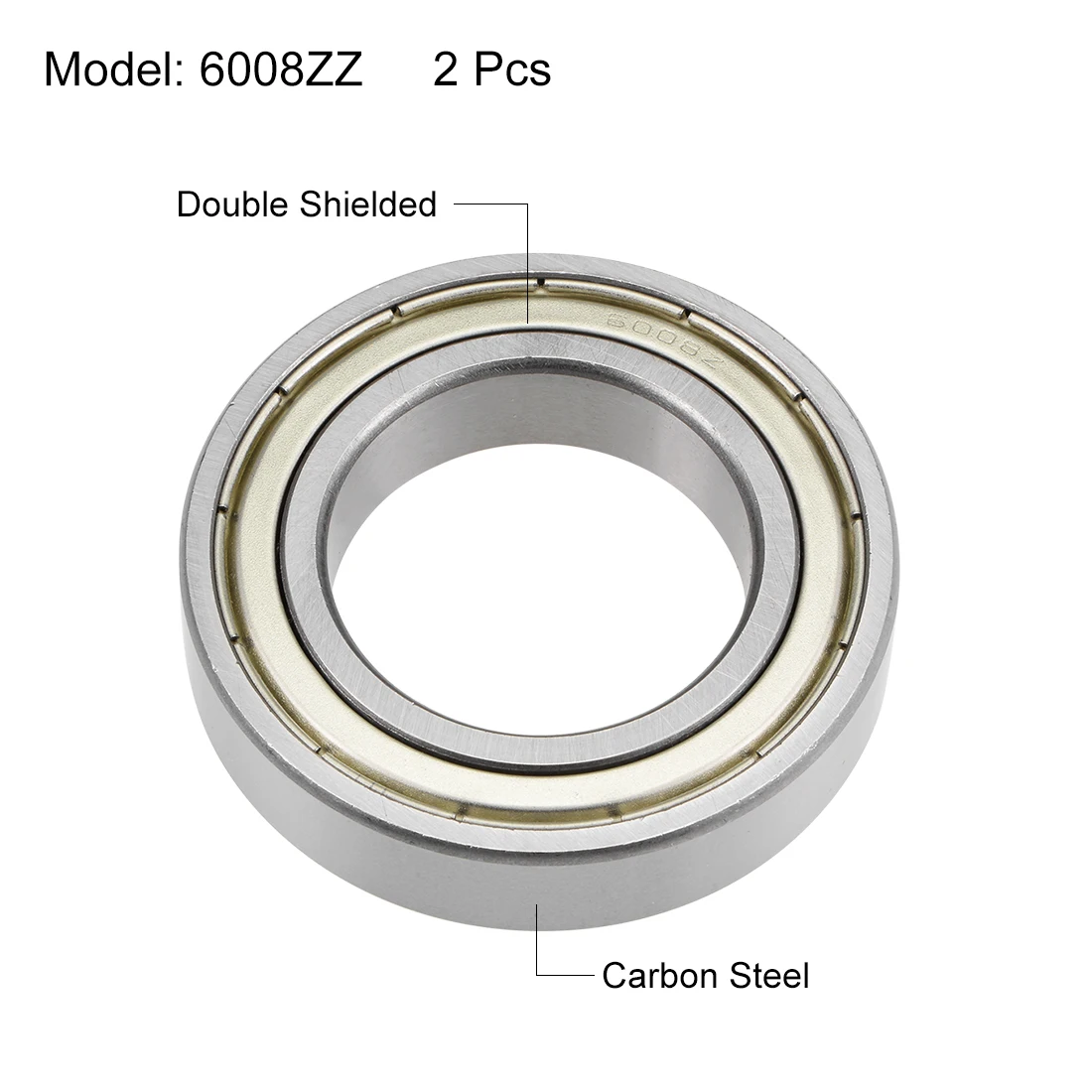 uxcell 6008ZZ Deep Groove Ball Bearings Z2 40x68x15mm Double Shielded Carbon Steel 2pcs