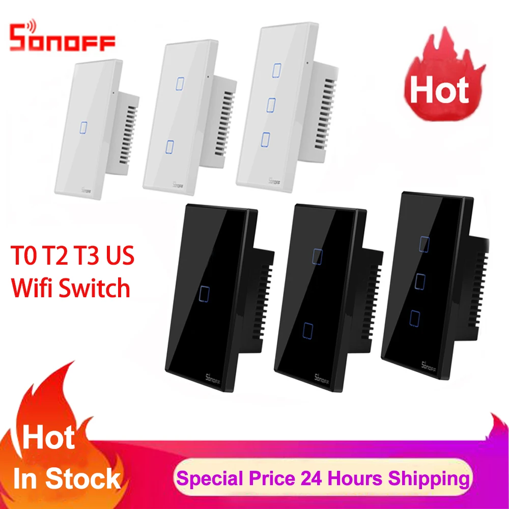 Sonoff TX T0 T2 T3 US 1 2 3 Gang Wifi Switch Smart Home Wireless Wall Touch Light Timer Switch Via eWelink APP Works with Alexa