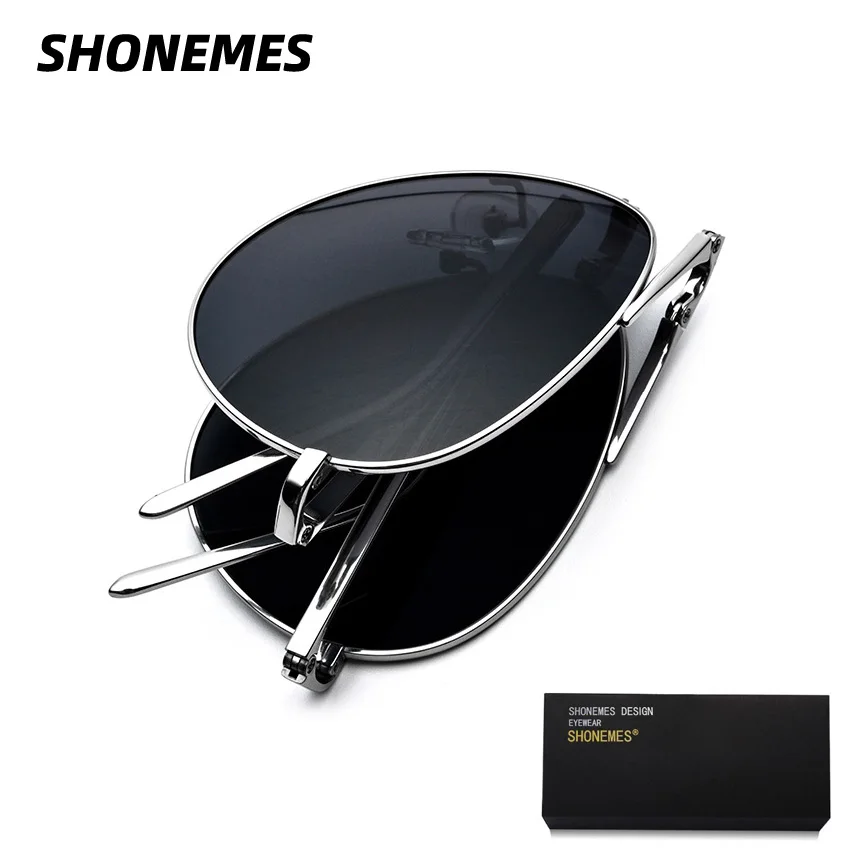 

SHONEMES Pure Titanium Folding Sunglasses Luxury Polarized Foldable Sun Glasses Easy Carry Outdoor UV400 Shades for Men