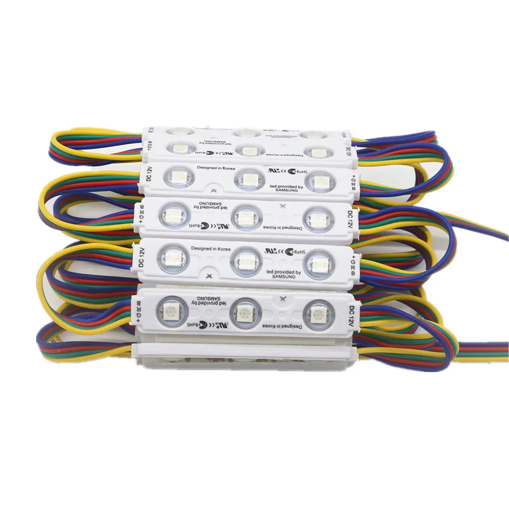 20Pcs/lot 0.5W/Chip Ultra Bright LED Module light RGB Strip Light Lamp SMD 5050 Bead Chip diy DC 12V Waterproof Module lighting
