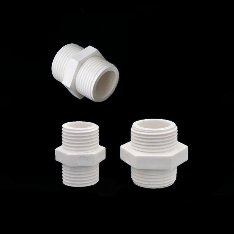 PVC Thread Water Pipe Joint Male Thread PVC Straight Connectors Home Garden Irrigation PVC Pipe Fittings White PVC Joints 1 Pcs