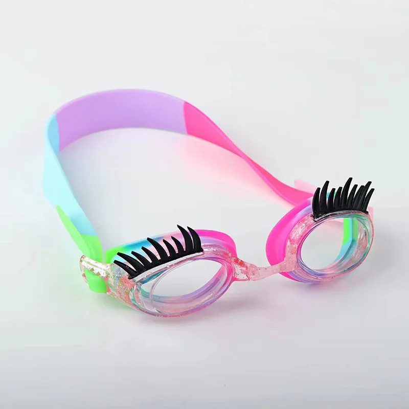 Eyelash Children's Swimming Goggles Silicone Mermaid Cartoon Waterproof Anti-Fog HD Swimming Glasses