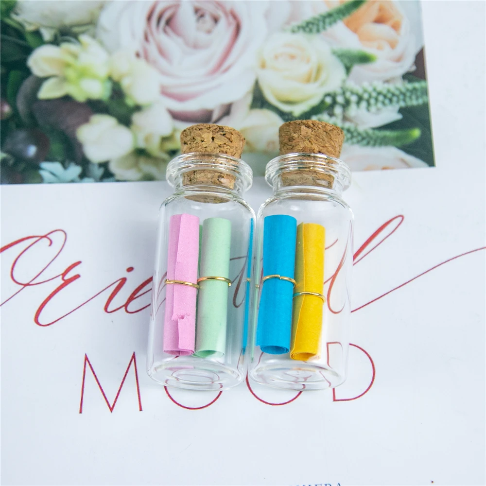 

100Pcs 10ml Mini Empty Clear Cork Glass Container Wishing Perfume Bottles Craft Refillable Vials Small Exquisite Gifts