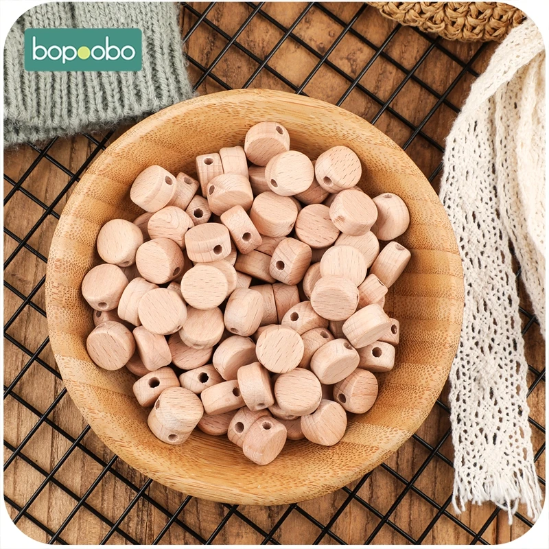 

Bopoobo 50pc Wooden Beads Baby Wooden Teether Rodent Disc Beads DIY Nursing Necklace Pacifier Chain For Children Baby Product