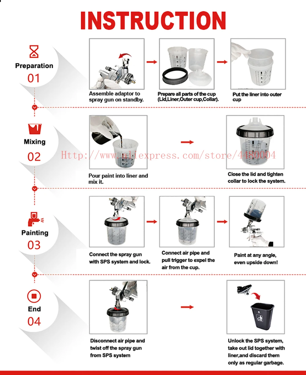 10 Chiếc Phun Sơn Trộn Cúp Cúp Sơn 160/400/600/800Ml Bình Loại H/O Nhanh Cốc Xả Ly Đo Lường
