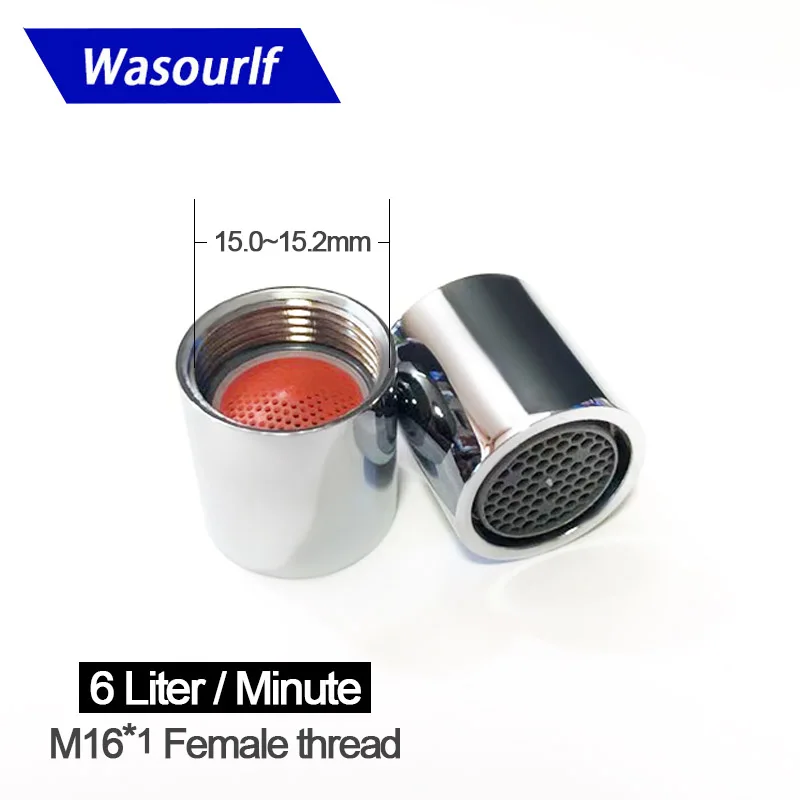 Wasourlf 2 PCS M16 Gwint żeński Aerator oszczędzający wodę 4L 6L do kranu Bąbelkowa mosiężna powłoka Chromowana miedź Akcesoria kuchenne