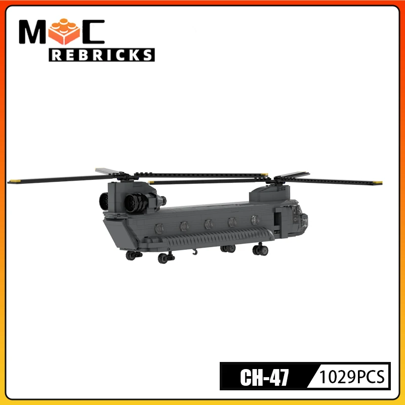 Military Series Beoing-CH-47 Chinook Transport Helicopte MOC Building Block Loadable role Assembly Model Bricks Kit Kid Toy Gift