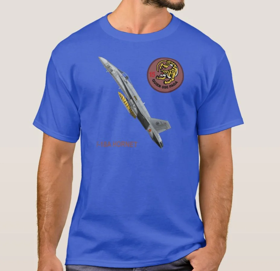 Spain Air Force EF-18A Hornet ALA 15 T-Shirt. Summer Cotton Short Sleeve O-Neck Mens T Shirt New S-3XL