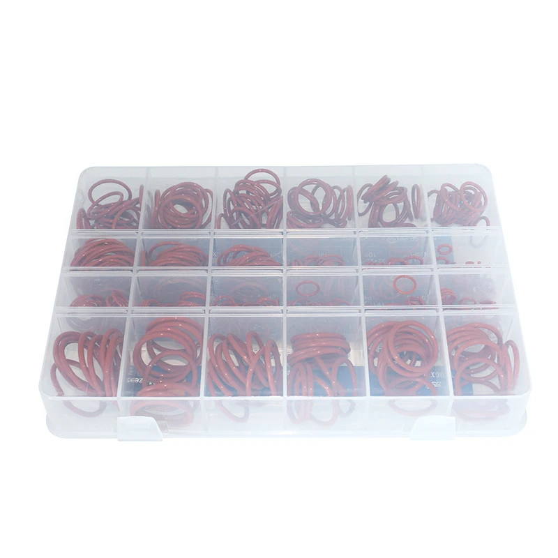 390pcs Red Silicon/Silicone O Ring Rubber Ring 24 Sizes Rubber Oring Gasket O-rings Seal Assortment Set Box Kit red Ring