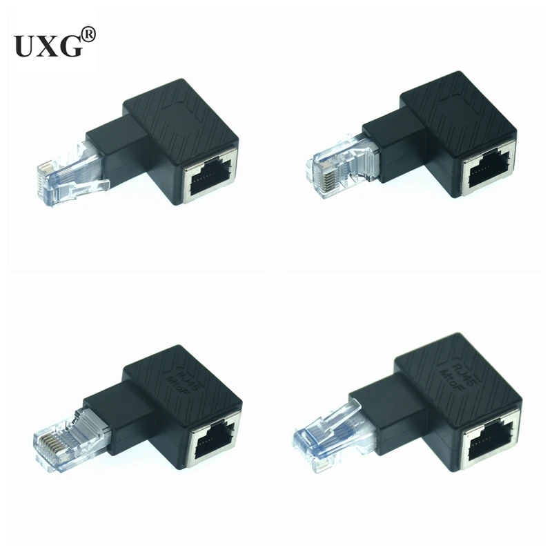 Cat5e/Cat6 Up Down Left Right Angle Ethernet Adapter 90 Degree and 270 Degree RJ45 8P8C Ethernet Female to 8P8C Male Adapter