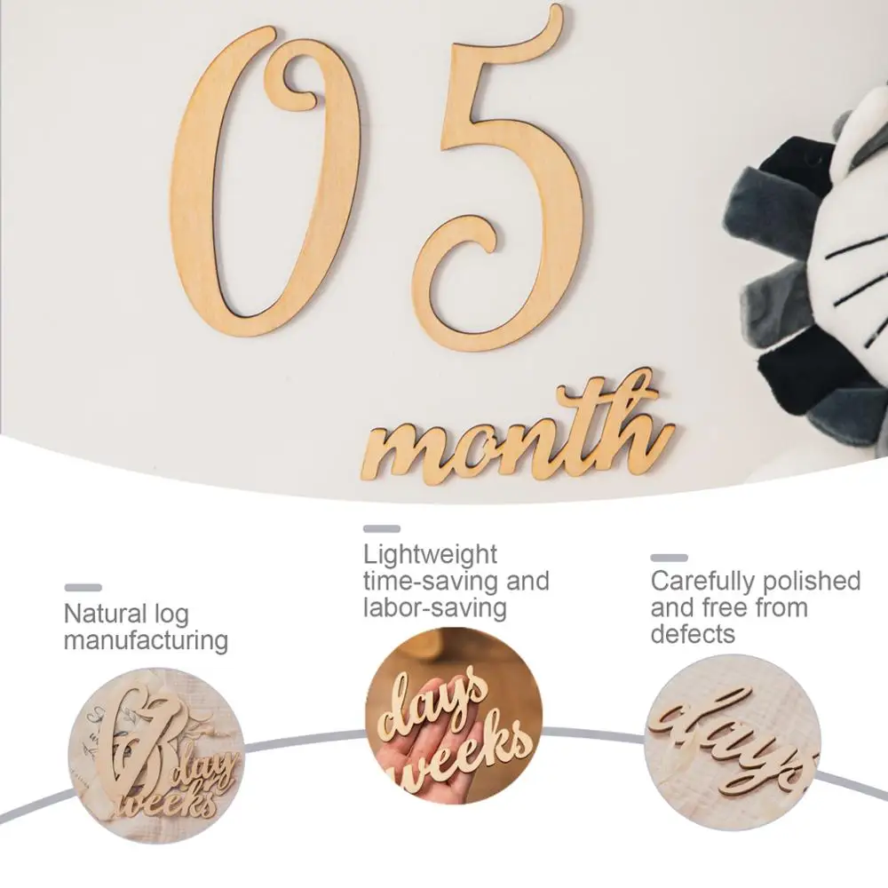 19pcs/lot Baby Milestone Cards Wooden Photography Milestones Memorial Monthly Newborn Commemorativenir Newborn Photo Accessories image 4