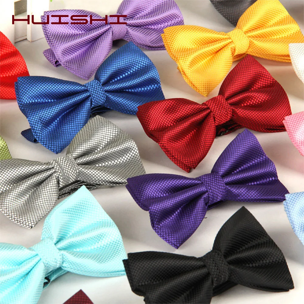 HUISHI Bowtie Men Ties Fashion Butterfly Party Wedding Bow Tie For Men Women Candy Solid Color Bowknot Wholesale Accessories Tie