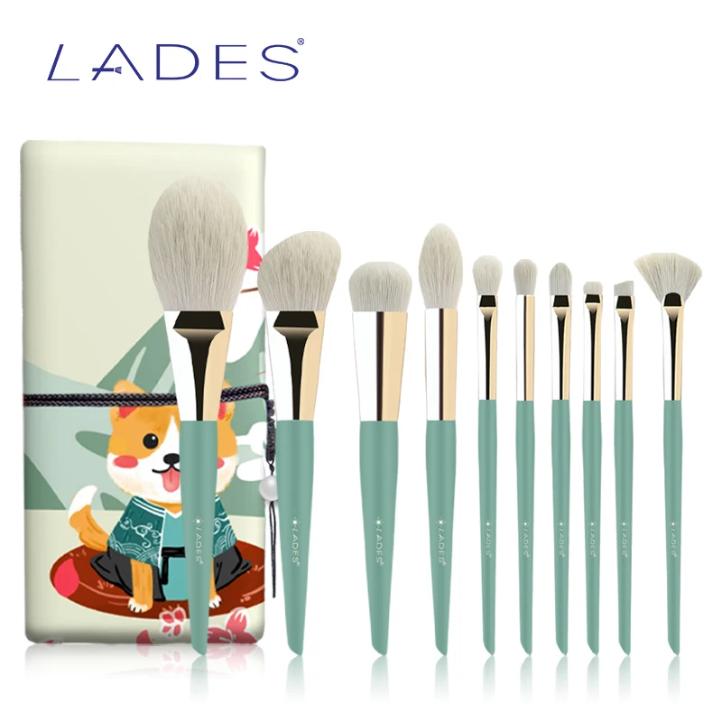 LADES Green Makeup brushes set Professional 10PCS Foundation Powder Contour Eyeshadow make up brush Beauty Tools