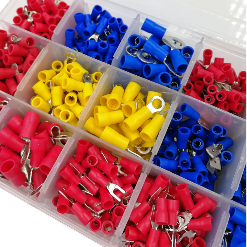 Box assorted full insulated fork U-type set terminals connectors assortment kit electrical wire crimp spade ring terminal image 5