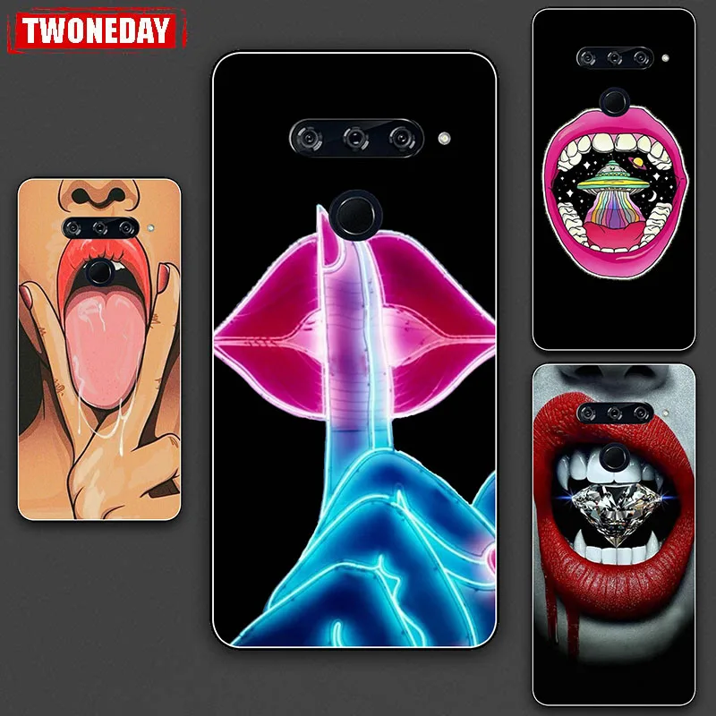 for LG Stylo 6 5 4 X Power 3 2 Cases Soft Fashion Lips Painted Protective Case Cover For LG V40 V30 V20 V60 V50 ThinQ 5G Plus