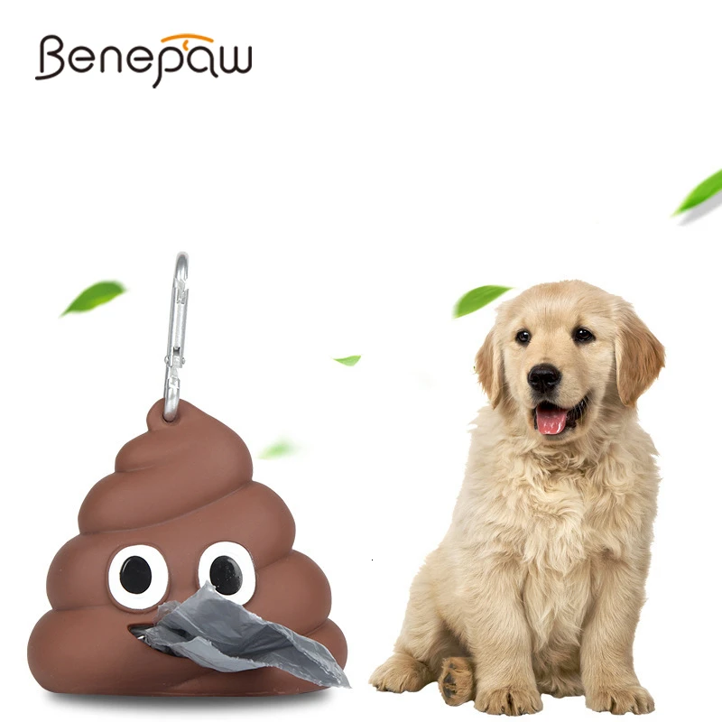 Benepaw لطيف أنبوب على شكل الكلب حقيبة موزع المحمولة جودة لينة سيليكون آمنة أكياس النفايات حامل مع سهلة حلقة تسلق كليب