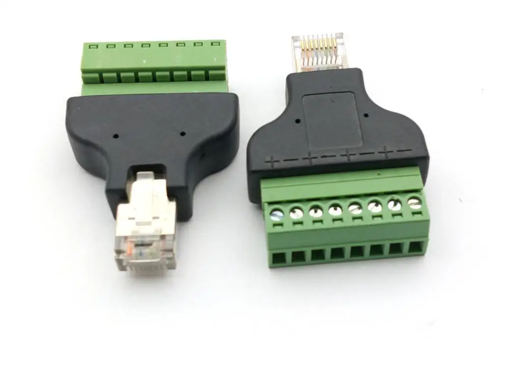 

10pcs RJ45 8P8C Ethernet Male to 8 Pin AV Screw Jack Terminal Block for CCTV DVR Accessory Connector