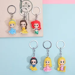 Disney Belle Princess Keychain Mermaid Keyring Figure Cute Cartoon Anime Figure Model Gift Best Selling Girl Children Kids Toys