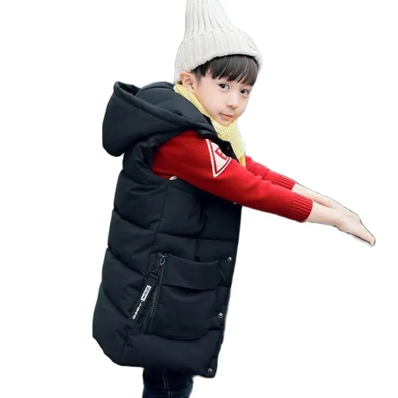 Baby boys waistcoat 2-13T kids long style warm vest baby girls spring cotton-padded hooded children warm jacket teenage snowsuit