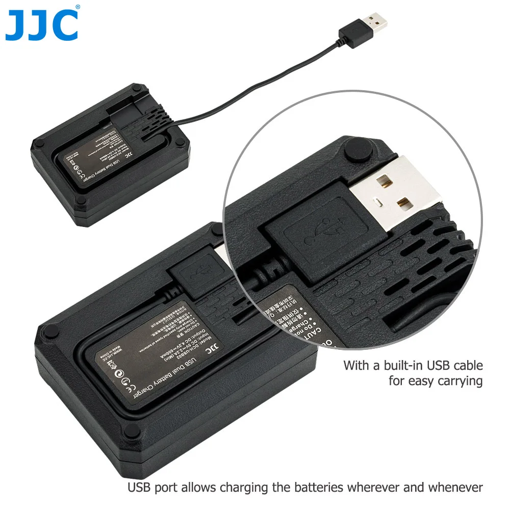 JJC USB Dual Battery Charger for Fujifilm NP-95 NP95 Ricoh DB-90 Batteries on Camera Fuji XF10 X100T X100S X100 Replaces BC-65N