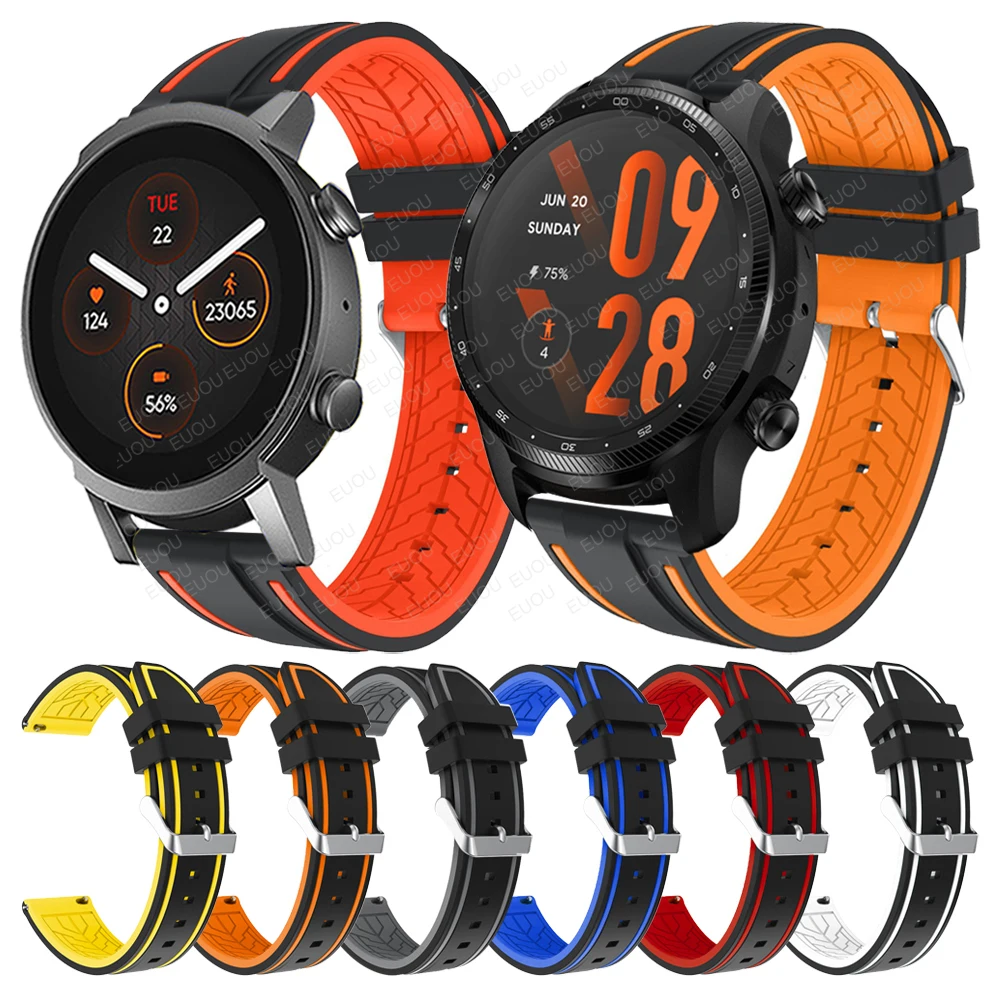 

Резиновый ремешок для TicWatch Pro 3 Ultra GPS / E3 Sport, силиконовый ремешок для наручных часов для TicWatch Pro 2021/GTX/E2, сменный Браслет