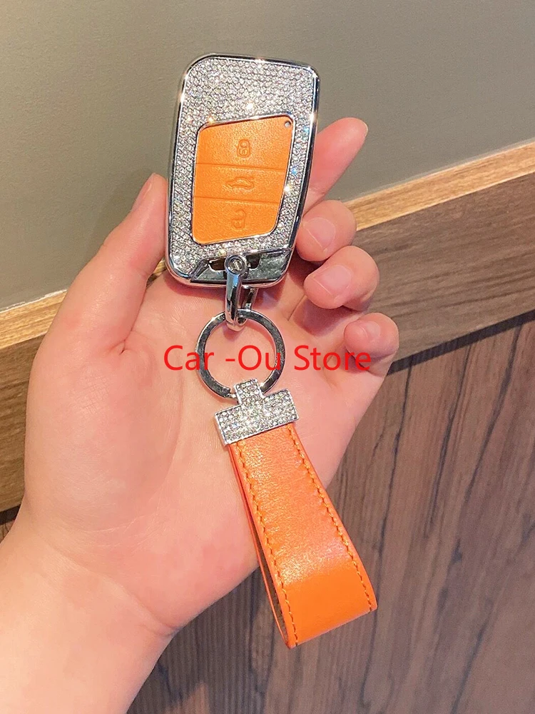 

Для Volkswagen Passat CC B7 B8 2021 чехол для ключей чехол с пряжкой цепочкой высококачественный бриллиант Новый розовый для девочки