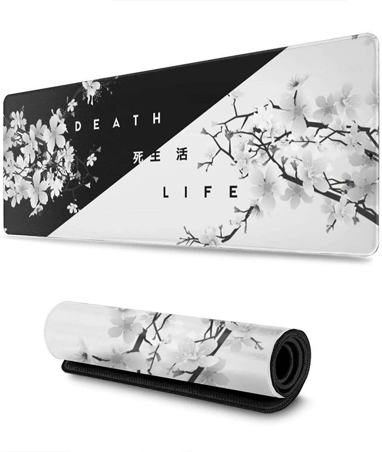 Black and White Cherry Blossom Mousepad Custom Home Computer Keyboard Pad Desk Mat Laptop Soft Anti-slip Table Mat XXL Mouse pad