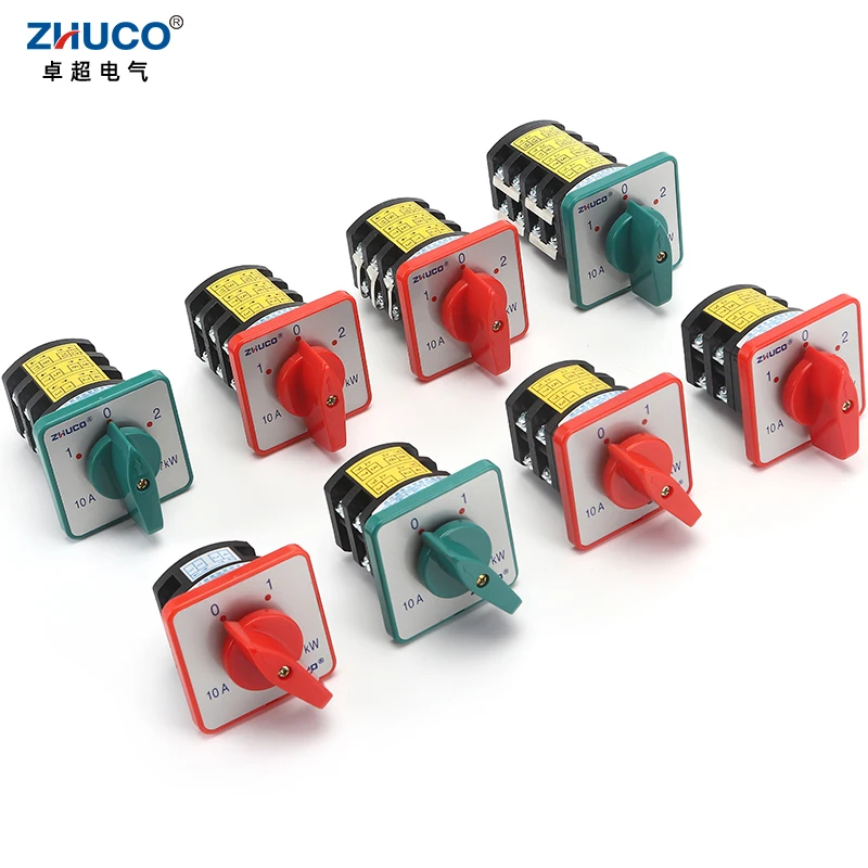 ZHUCO HZ5D-10/1.7 L01 10A  2 Position 1 Phase Rotary Double Poles Combination Switch Knob Selection Cam changeover Switch