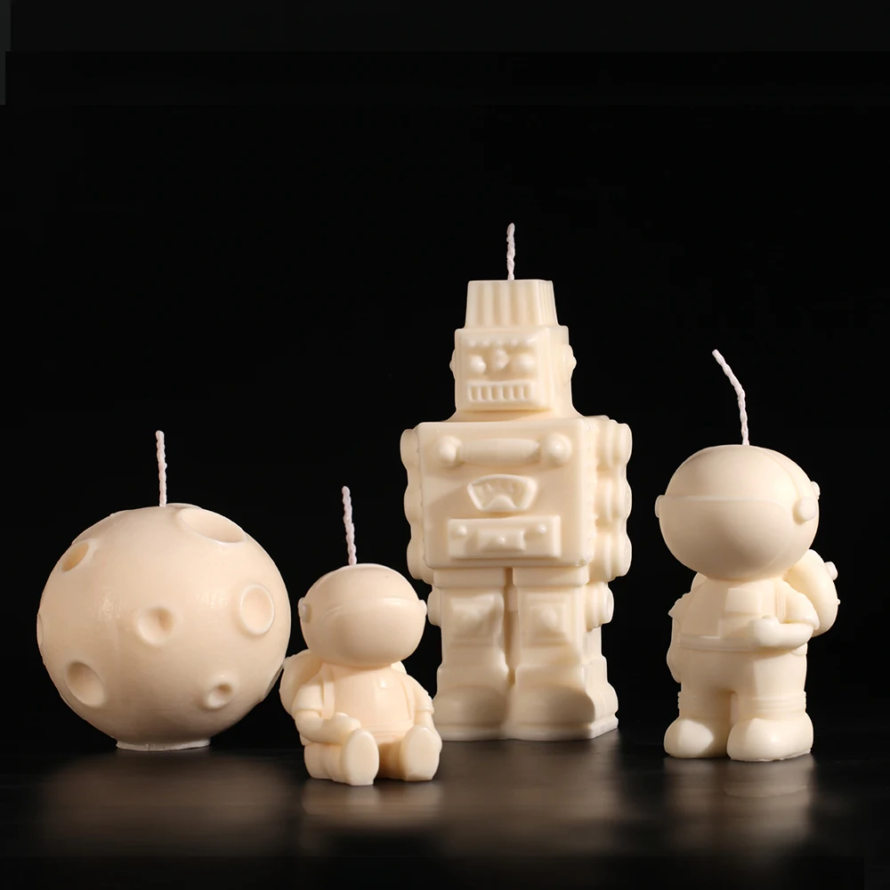 

Cartoon Astronaut Candle Silicone Mold Nordic Robot Soap Candle Making Craft Supplies Mould