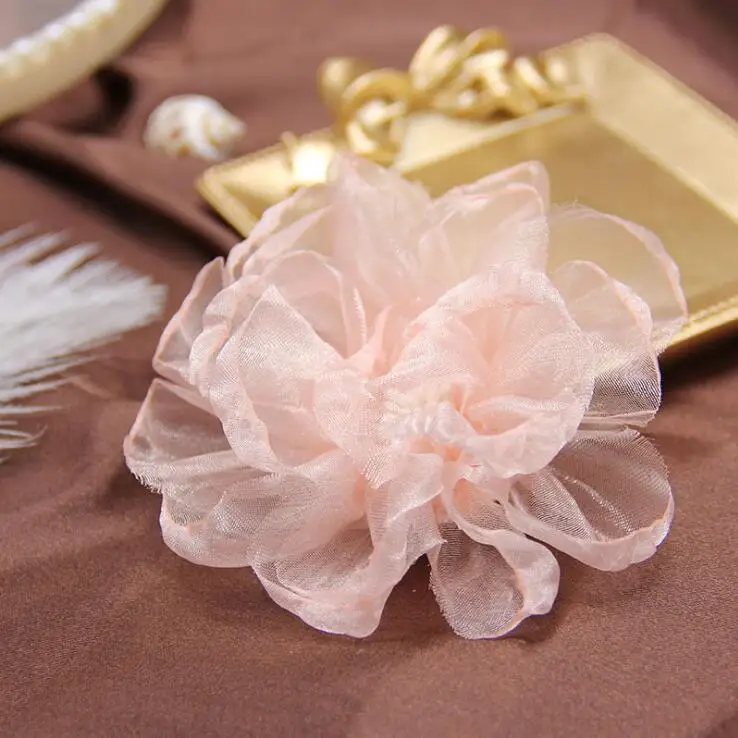 5PCS 9CM handgemachte Chiffon DIY Kleidung Schuhe Hüte Blumen Haarnadel Schmuck Zubehör Stoff Corsage – Detail 10