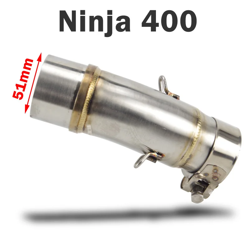 Ninja 400 deslizamento em aço inoxidável silenciador de escape da motocicleta tubo de ligação intermediária redondo 51mm para kawasaki z400 ninja 400 2018 2019