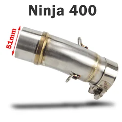 Ninja 400 Slip-on Stainless Steel Motorcycle Exhaust Muffler Middle Link Pipe Round 51mm for Kawasaki Z400 Ninja 400 2018 2019