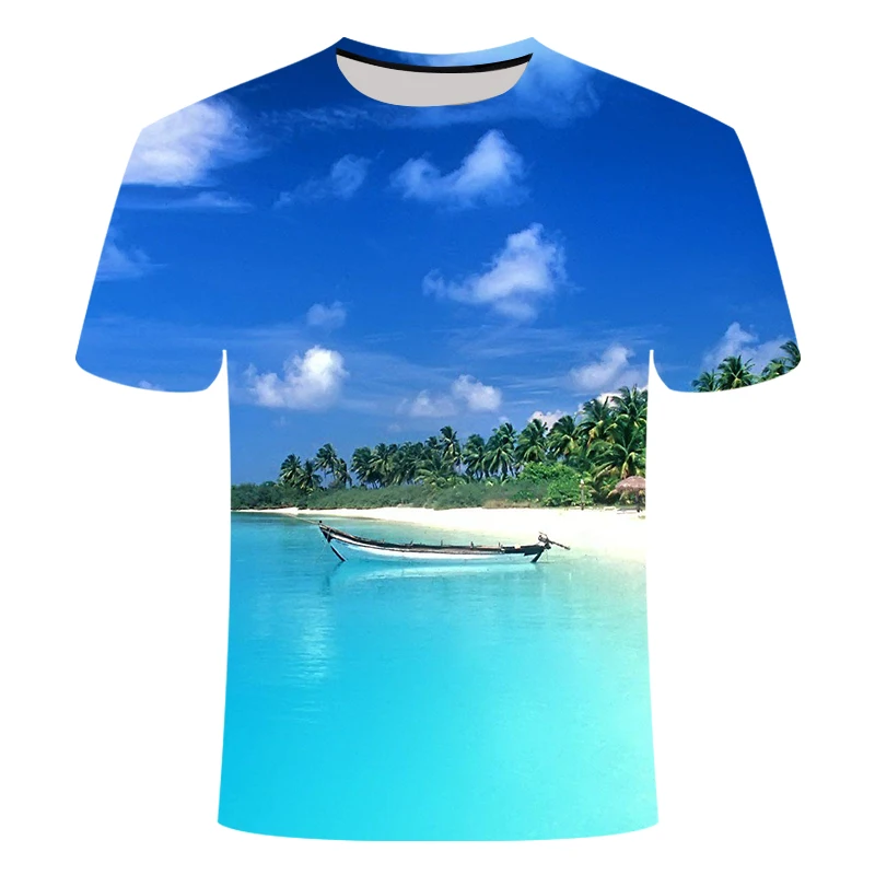 Summer Beach graphic t shirts For Men 3D Fashion Natural Scenery Pattern T-shirt New Casual Trend Personality Print tshirt Top