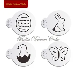 3.15” Easter Eggs Bunny Macaron Cookies Stencil Coffee Stencils Template Plastic Cake Mould Cake Decorating Tool Bakeware