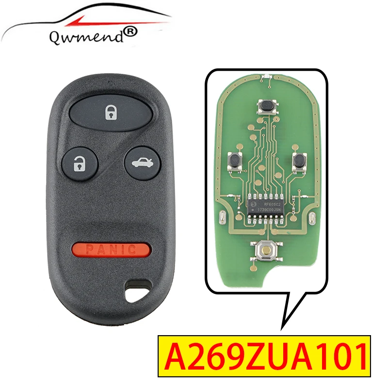 QWMEND Car Remote Key for Honda A269ZUA101 433/434Mhz for Honda CR-V CR V 1997 1998 1999 2000 2001 Car Key 3+1Buttons