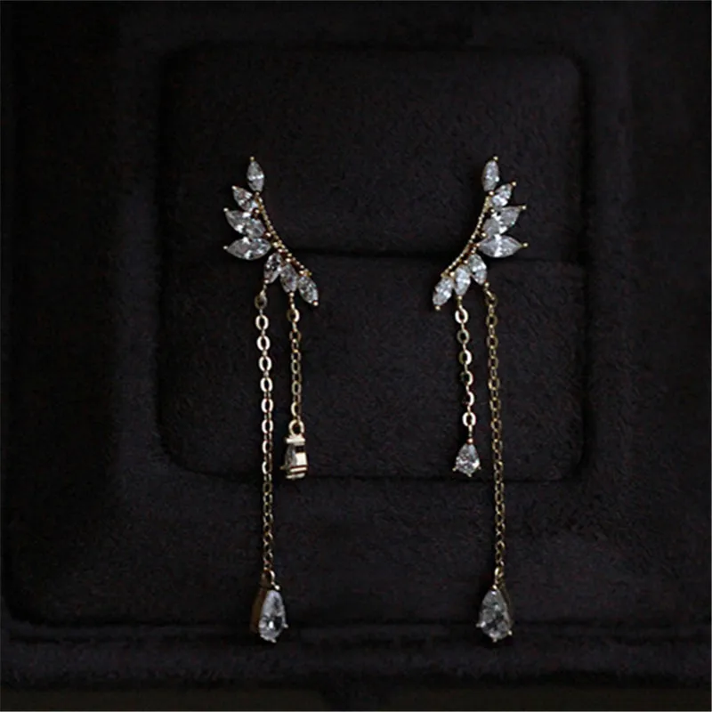 MOVESKI Überzug 14K Gold Gebogenen Einzigen Zirkon Schmuck 100% 925 Sterling Silber Ohrringe Für Frauen Geschenk