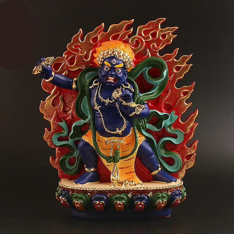 Big 20cm Vajrapani Bodhisattva Buddha Statues Tantric Buddhism Hand-painted Statues of The Mountain God Buddha Figurine