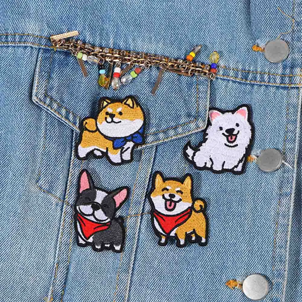 Corgi Dachshund Husky Patch Embroidery Patches For Clothing Cute Dog Animal Iron-On Patches On Clothes 17style