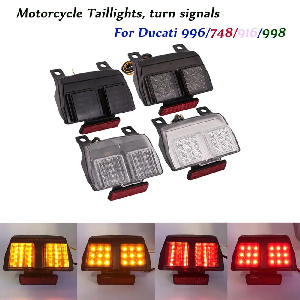 

Motorcycle Rear Brake Turn Signal Tail Light Led Taillight Set Silp On Modified For Ducati 996 748 916 998 1994-2003