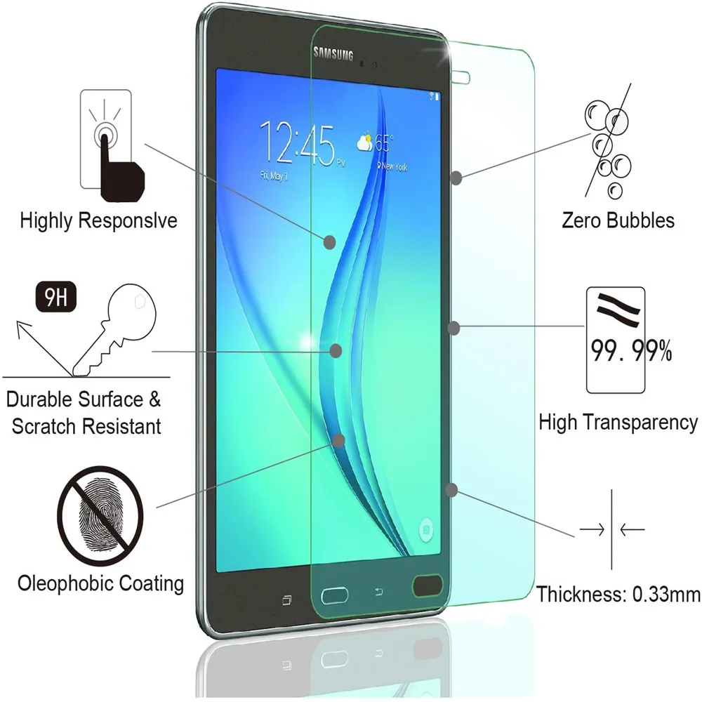 9H กระจกนิรภัยป้องกันหน้าจอสำหรับ Samsung Galaxy Tab 9.7นิ้ว2015 T550 T555 P550 P555ป้องกันฟิล์ม