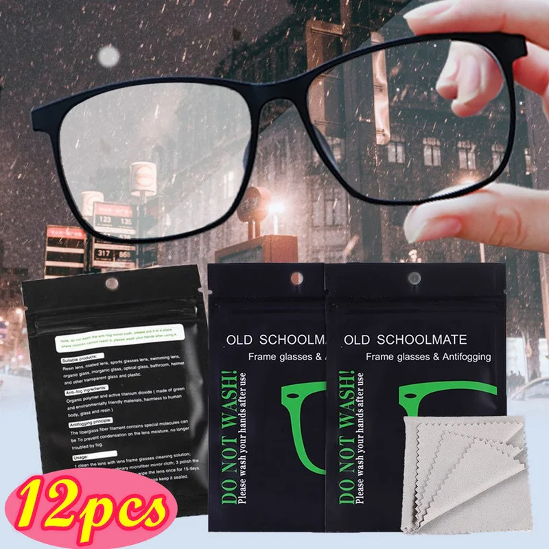 12/8/4/1Pcs Reusable Anti-Fog Wipes Glasses Pre-moistened Antifog Lens Cloth Defogger Eyeglass Wipe Prevent Fogging for Glasses