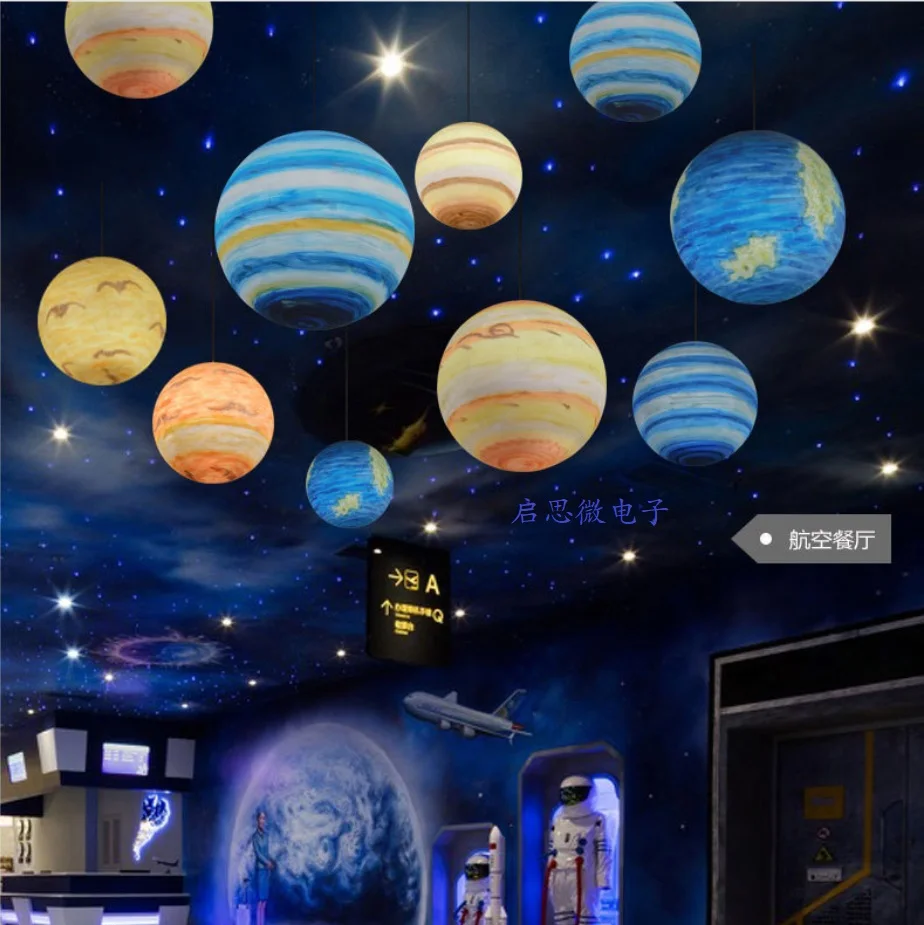 Planet Pendant Lights Sun Earth Moon Novelty Creative Atmosphere Light  Hanging Lamp Bedroom Home Decoration Hallway Luminaire