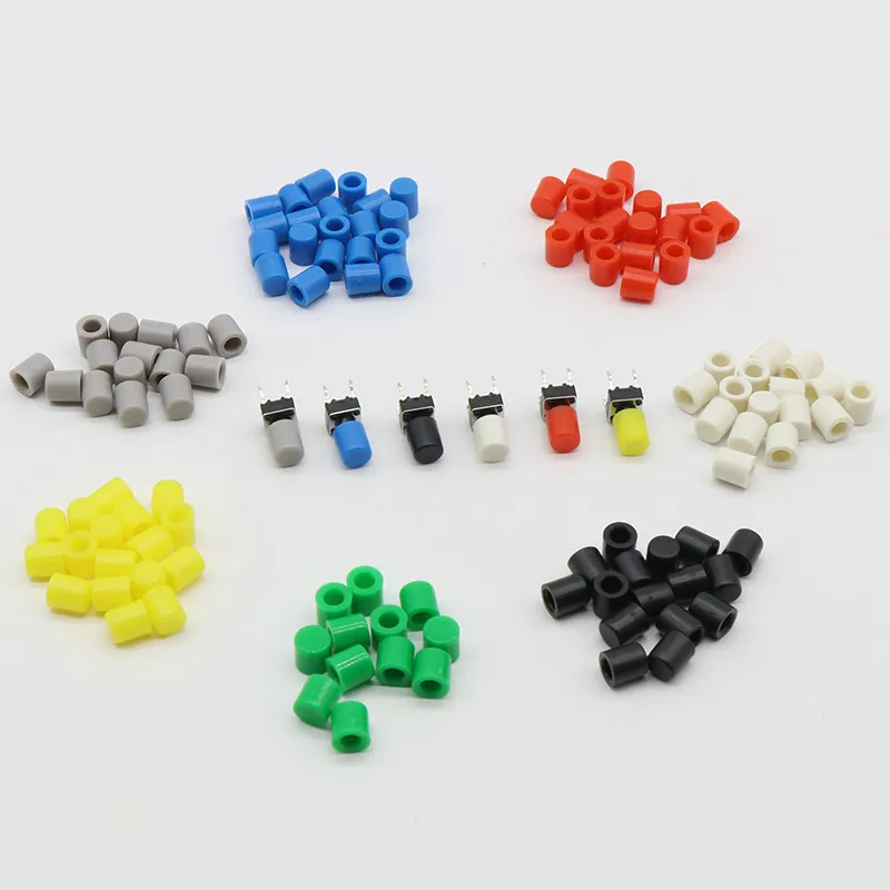 100pcs/lot Red Black Yellow Blue White Gray  Plastic Cap Hat for 6*6mm G61 Tactile Push Button Switch Lid Cover