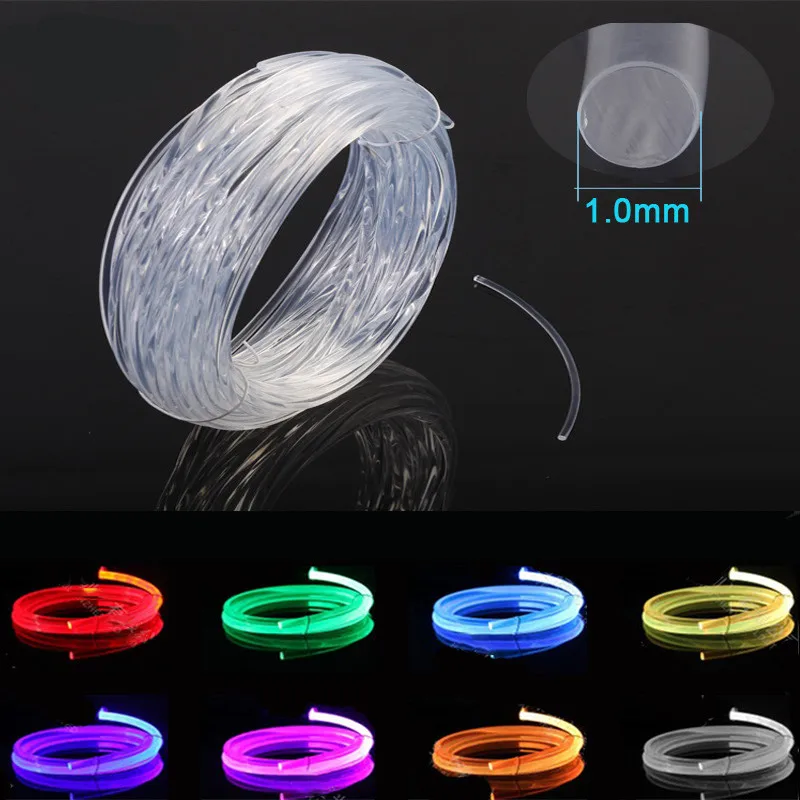 1.0mm Transparent Side Glow Optical Fiber Super Bright Plastic Optical fiber FDDI for Car Lighting Keyboard Headphone Cable