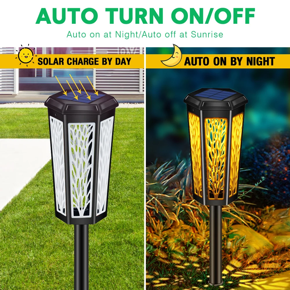 6 Pcs Solar Light IP65 Outdoor Waterproof LED Solar Garden Lights 2 Color Modes Solar  Landscape Lighting Lawn Lamp