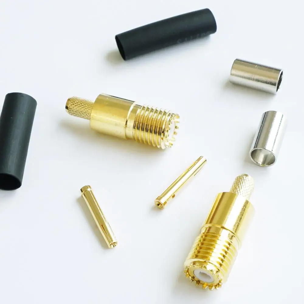 Miniuhf Mini Uhf Vrouwelijke Plug Rf Coax Connector Socket Crimp Voor LMR195 RG58 RG142 RG223 RG400 Rf Coaxiale Rechte Gold plated
