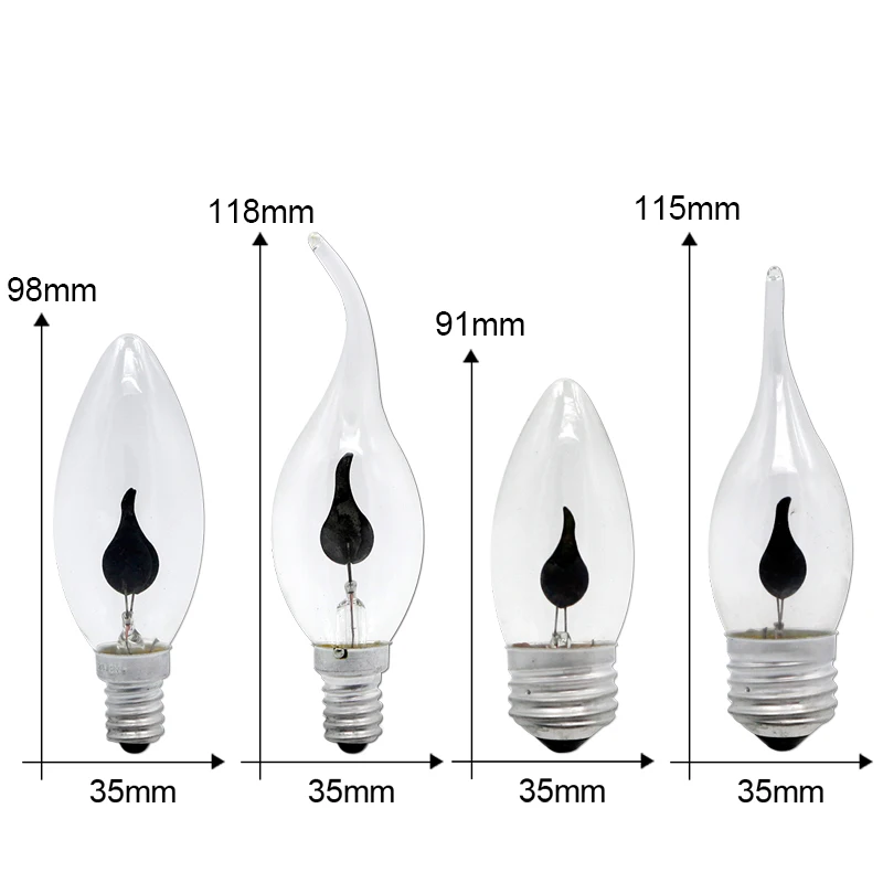 Vintage E14 E27 Led Bulb Edison Flicker Flame Led Candle Light Bulb Fire Lighting 3W AC220V Energy Saving Lamp For Home Decor